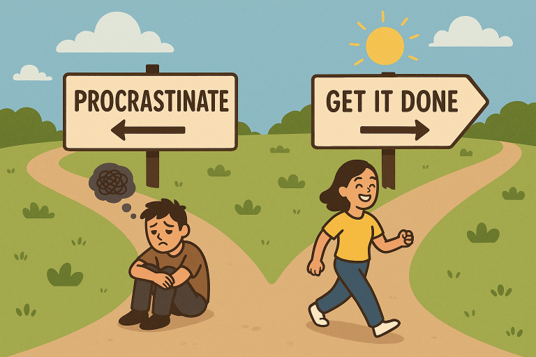 Ilustración sobre cómo evitar la procrastinación y aumentar la productividad